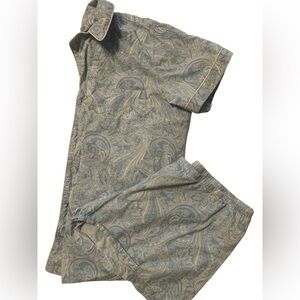 LAUREN RALPH LAUREN 2-PIECE PAISLEY-PRINT TOP & BOXER PAJAMA SET Large